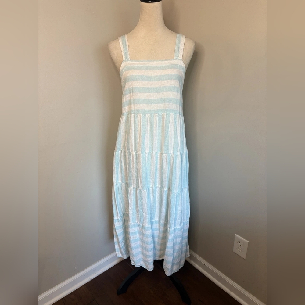 Light Blue and White Striped Sundress - Casual Sleeveless Maxi Dress